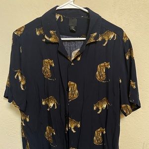 Leopard pattern camp shirt